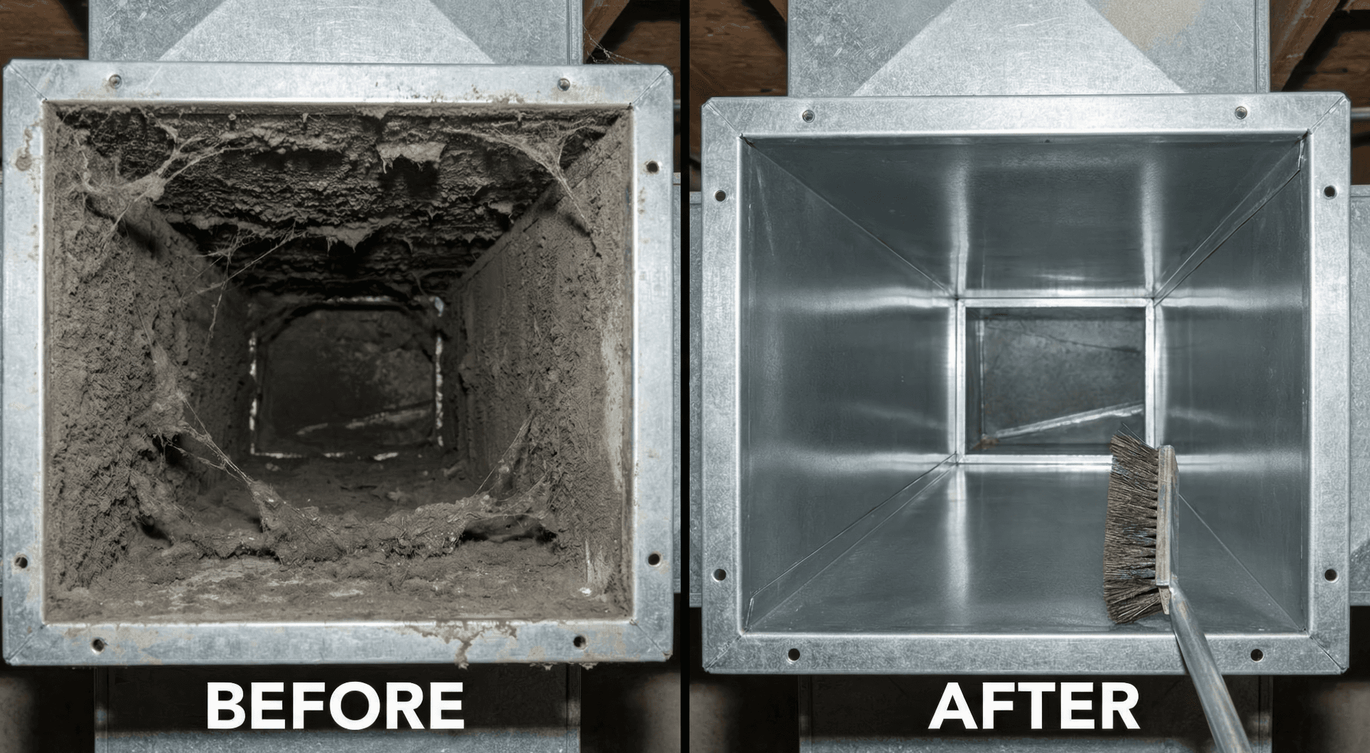 Before and after duct cleaning by Ductflow