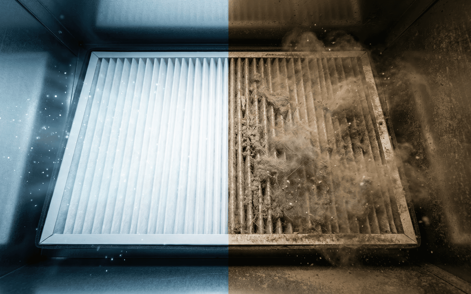 Clean vs dirty air filter comparison