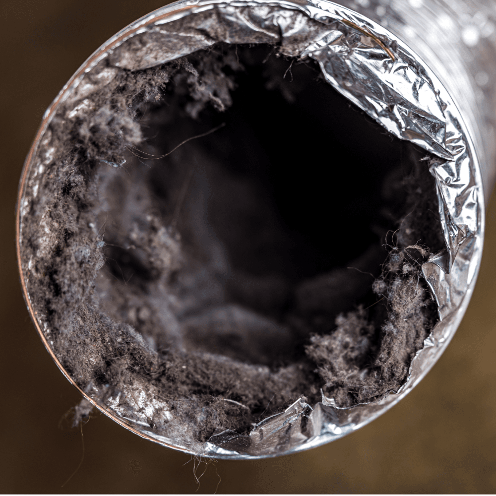 Grease buildup inside commercial kitchen ductwork
