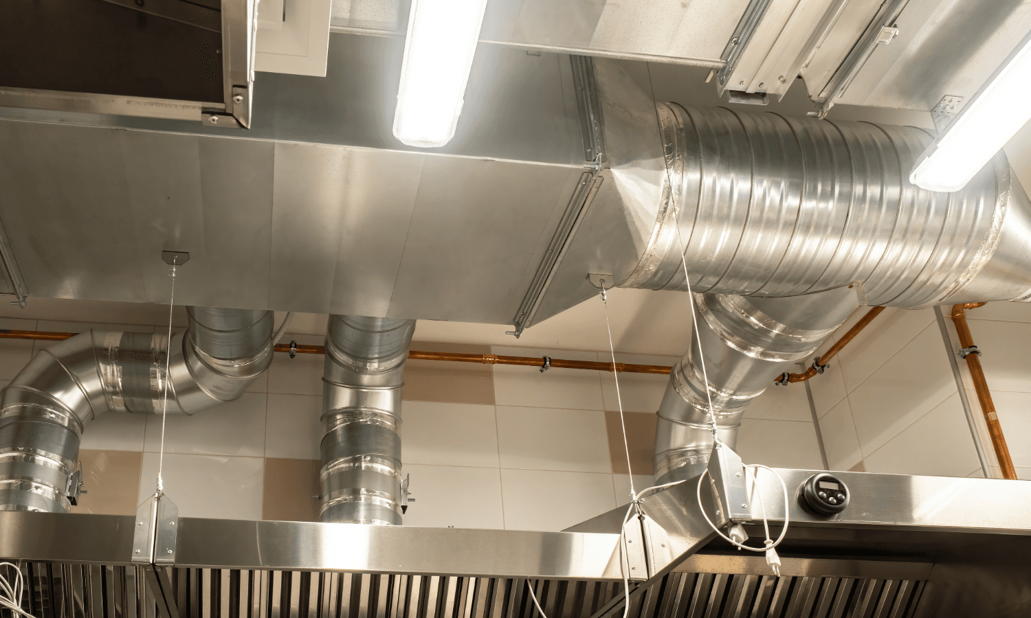 Clean commercial kitchen ductwork after Ductflow service